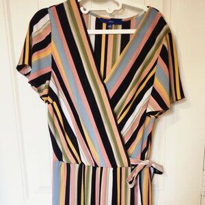 APT. 9 V-Neck Striped Jumpsuit | Size 10